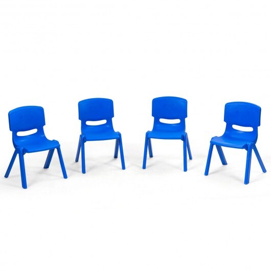 4-pack Kids Plastic Stackable Classroom Chairs-Blue - Color: Blue - Minihomy