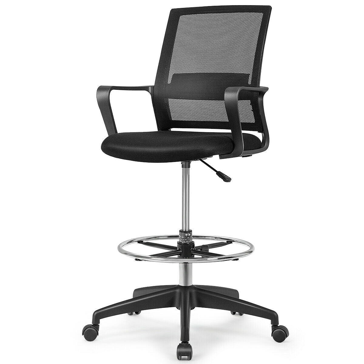 Drafting Chair Tall Office Chair with Adjustable Height - Color: Black - Minihomy