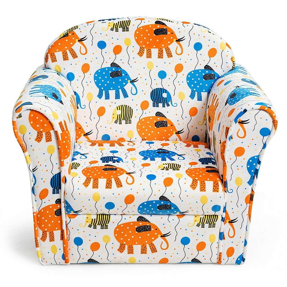 Kids Elephant Upholstered Sofa with Armrest - Color: Multicolor - Minihomy