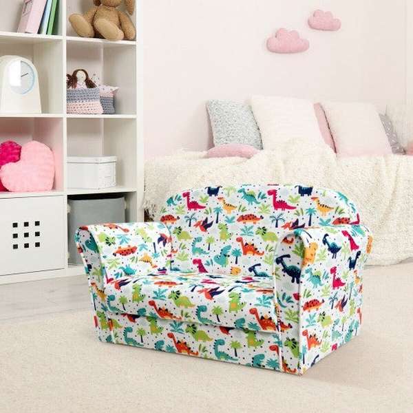 Double Kids Dinosaur Sofa Children Armrest Couch  - Color: Multicolor - Minihomy