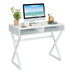 Modern Computer Desk Makeup Vanity Table with 2 Storage Compartments - Color: White - Minihomy