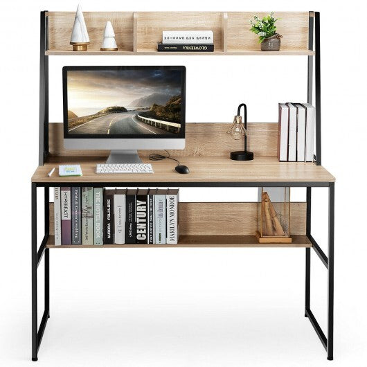 47-Inch Computer Desk Writing Study Table Workstation-Natural - Color: Natural - Minihomy