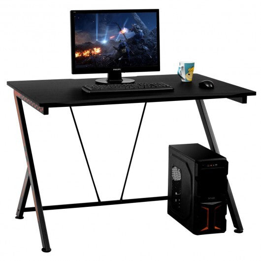 Home Office Modern Ergonomic Study Computer Desk for Small Space - Color: Black - Minihomy