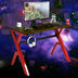 Ergonomic Gaming Desk with Carbon Fiber Surface and R-Shape Steel Frame - Color: Black & Red - Minihomy