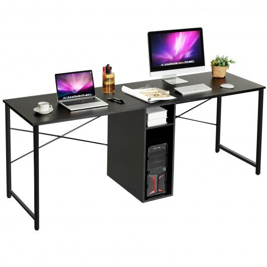 79 Inches Multifunctional Office Desk for 2 Person with Storage-Black - Color: Black - Minihomy