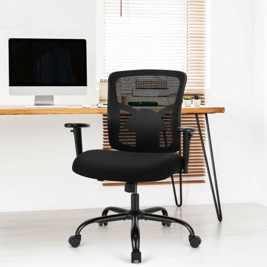 400LBS Mesh Big and Tall Office Chair Swivel Task Chair - Color: Black - Minihomy