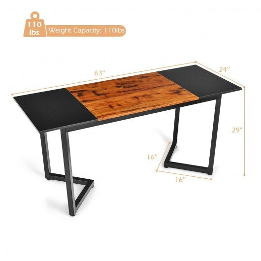 63-Inch Large Computer Desk with Splice Board for Home and Office-Black - Color: Black - Minihomy