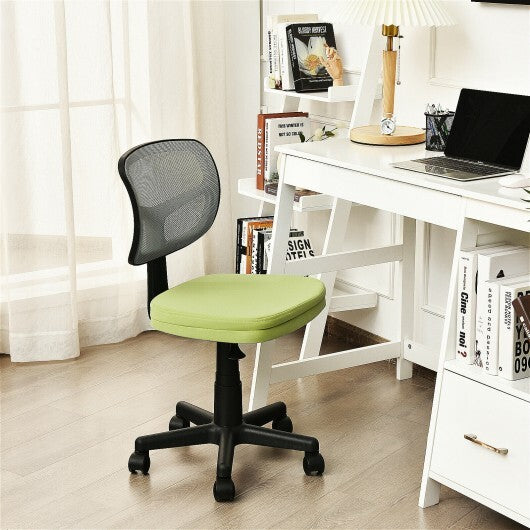 Armless Computer Chair with Height Adjustment and Breathable Mesh for Home Office-Green - Color: Green - Minihomy