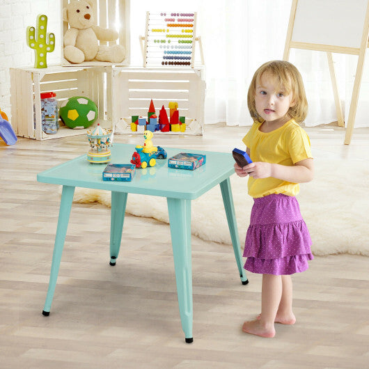 27'' Kids Square Steel Table Play Learn Activity Table-Blue - Color: Blue - Minihomy