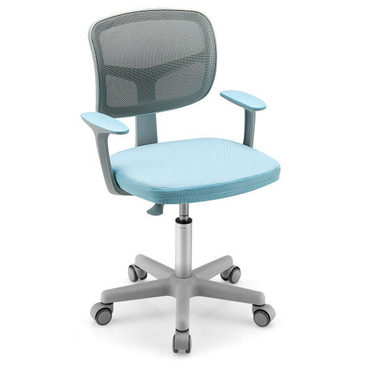 Adjustable Desk Chair with Auto Brake Casters for Kids-Blue - Color: Blue - Minihomy