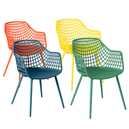 4 Pieces Kids Chairs with Curved Backrest and Ergonomic Armrests - Color: Multicolor - Minihomy