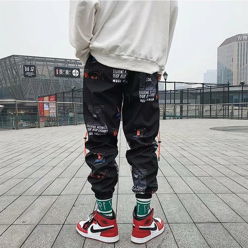 Cropped Pants For The Summer Men Loose Joggers Print Streetwear Harem Pants - Minihomy