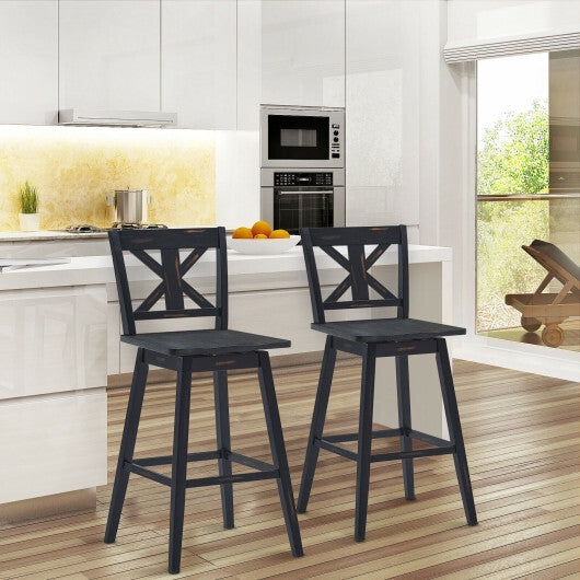 Set of 2 360-Degree Swivel Bar Stools for Home Restaurant-Black