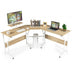 88.5 Inch L Shaped Reversible Computer Desk Table with Monitor Stand-Oak - Color: Natural - Minihomy