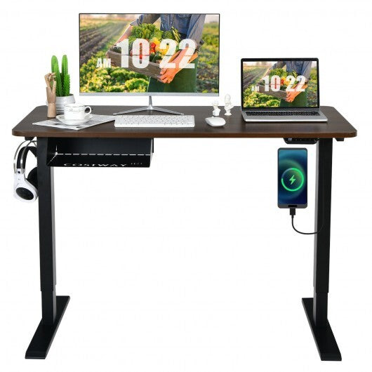 48-inch Electric Height Adjustable Standing Desk with Control Panel-Walnut - Color: Walnut - Minihomy