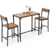 3 Pieces Bar Table Set with 2 Stools-Black - Minihomy