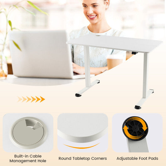 Electric Standing Desk Adjustable Stand up Computer Desk Anti-collision-White - Color: White - Minihomy