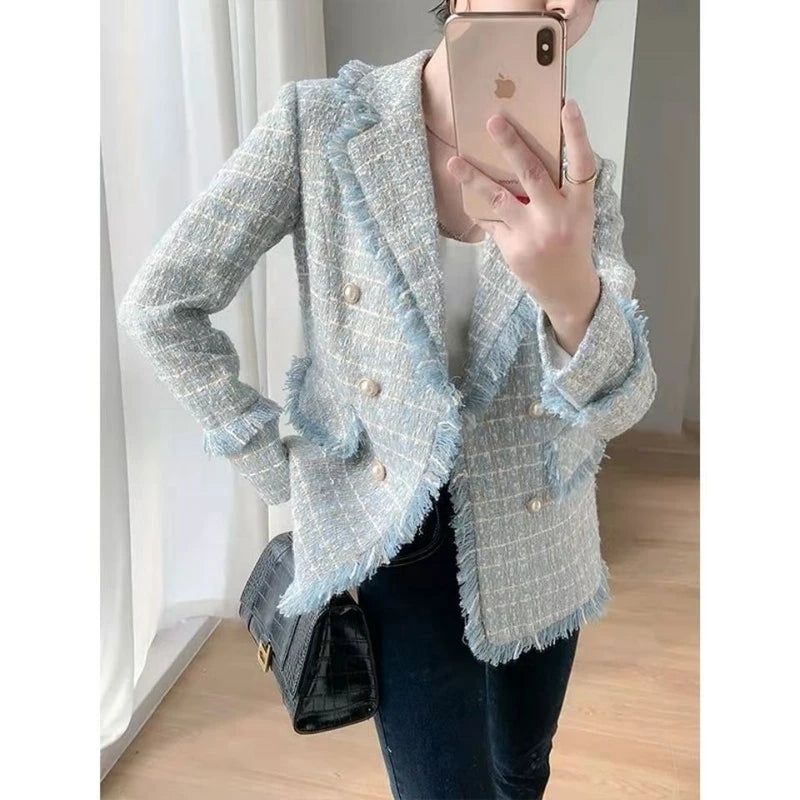 High Quality Wool Blends Tweed Jacket Women - Minihomy