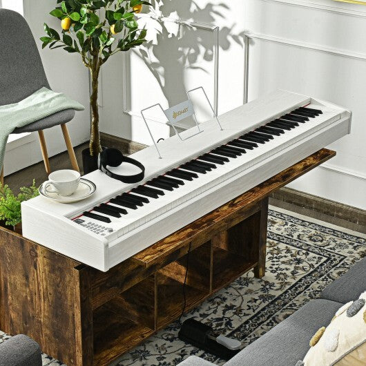 88-Key Full Size Digital Piano Weighted Keyboard with Sustain Pedal-White - Color: White - Minihomy