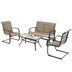 4 Pieces Outdoor Patio Furniture Set with Padded Glider Loveseat and Coffee Table-Brown - Minihomy