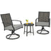 3 Piece Patio Swivel Chair Set with Soft Seat Cushions for Backyard - Color: Black - Minihomy