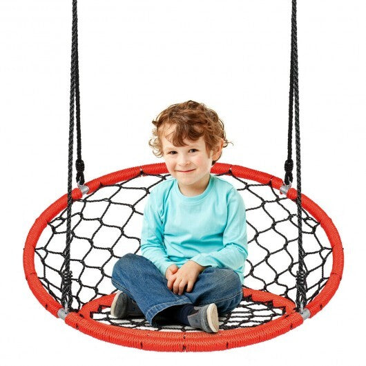 Net Hanging Swing Chair with Adjustable Hanging Ropes-Orange - Color: Orange - Minihomy