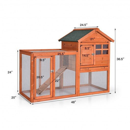 Outdoor Wooden Rabbit hutch-Gray - Minihomy