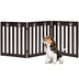 24 Inch Folding Wooden Freestanding Dog Gate with 360? Flexible Hinge for Pet-Dark Brown - Minihomy