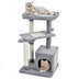 Cat Tree with Perch and Hanging Ball for Indoor Activity Play and Rest-Gray - Color: Gray - Minihomy