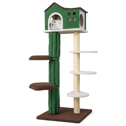 Multi-level Cat Tree with Condo andand Anti-tipping Device-Green - Color: Green - Minihomy