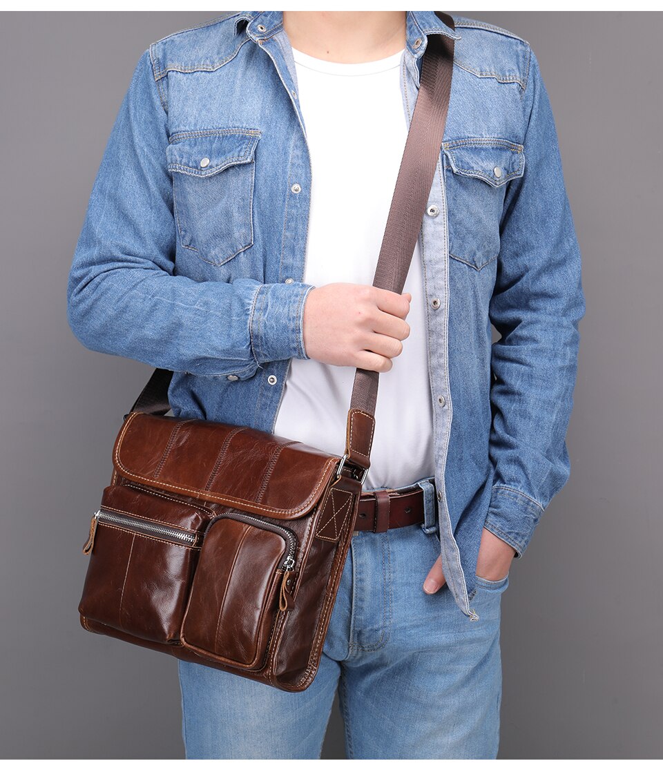 Genuine Leather Men's Bag Male Business Messenger Crossbody Bag - Minihomy