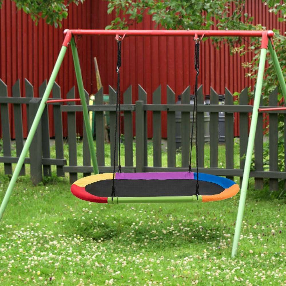 60 Inch Saucer Surf Outdoor Adjustable Swing Set-Colorful - Color: Multicolor - Minihomy