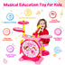 2-in-1 Kids Electronic Drum and Keyboard Set with Stool-Pink - Color: Pink - Minihomy