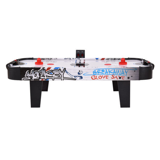 42 Inch Air Powered Hockey Table Top Scoring 2 Pushers - Color: White - Minihomy