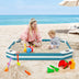 Outdoor Solid Wood Sandbox with 4 Built-in Animal Patterns Seats - Color: Blue - Minihomy