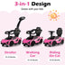 3 in 1 Licensed Lamborghini Ride Walking Toy Stroller-Pink - Color: Pink - Minihomy