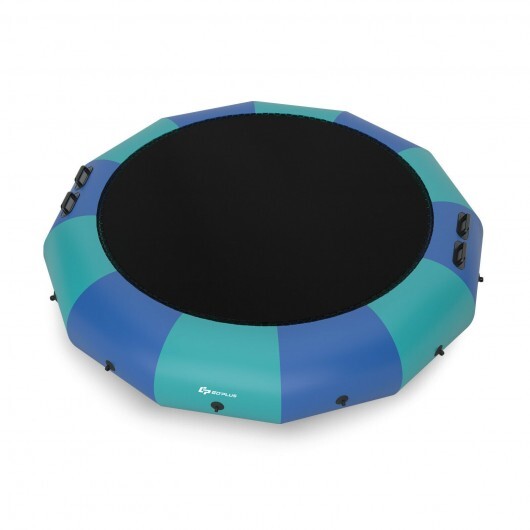 15 Feet Inflatable Splash Padded Water Bouncer Trampoline-Blue - Color: Blue