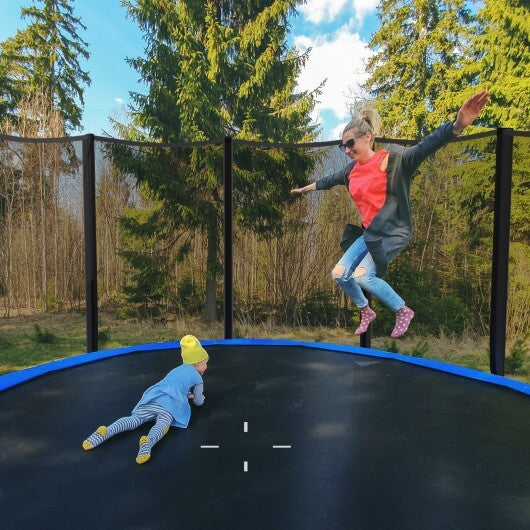 8/10/12/14/15/16 Feet Outdoor Trampoline Bounce Combo with Safety Closure Net Ladder-12 ft - Color: Black - Size: 12 ft - Minihomy