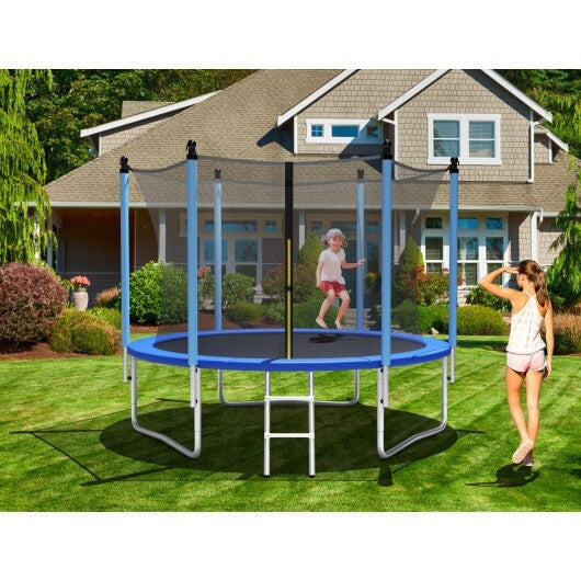 Outdoor Trampoline with Safety Closure Net-10 ft - Color: Blue - Size: 10 ft