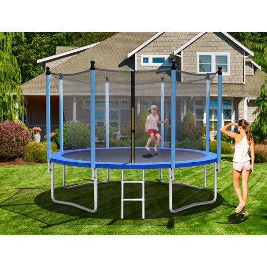 Outdoor Trampoline with Safety Closure Net-12 ft - Color: Blue - Size: 12 ft - Minihomy