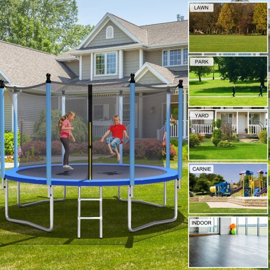 Outdoor Trampoline with Safety Closure Net-12 ft - Color: Blue - Size: 12 ft - Minihomy