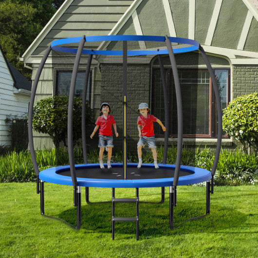 8 Feet ASTM Approved Recreational Trampoline with Ladder-Blue - Color: Blue - Size: 8 ft - Minihomy