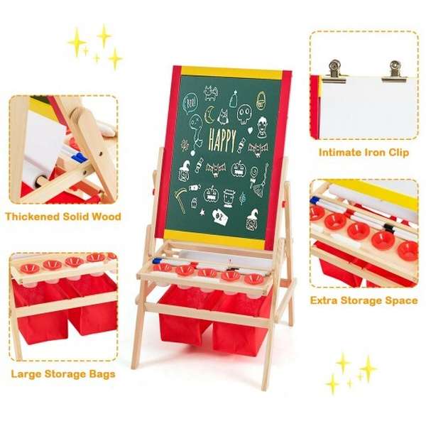 Flip-Over Double-Sided Kids Art Easel - Color: Multicolor - Minihomy