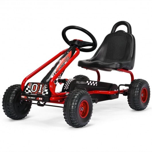 4 Wheel Pedal Powered Ride On with Adjustable Seat-Red - Color: Red - Minihomy