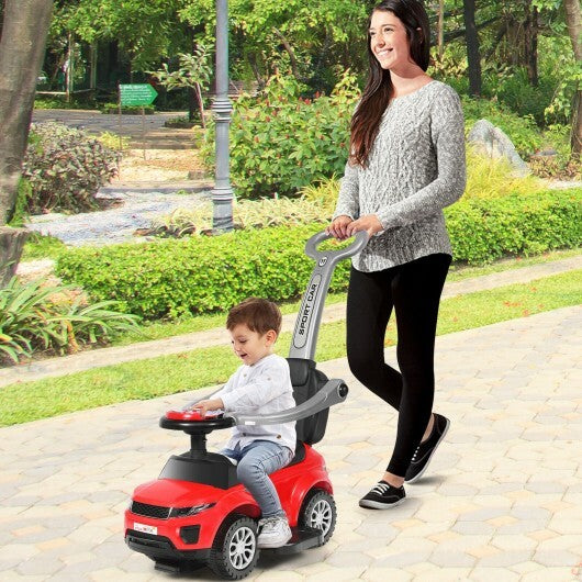 3 In 1 Ride on Push Car Toddler Stroller Sliding Car with Music-Red - Color: Red - Minihomy