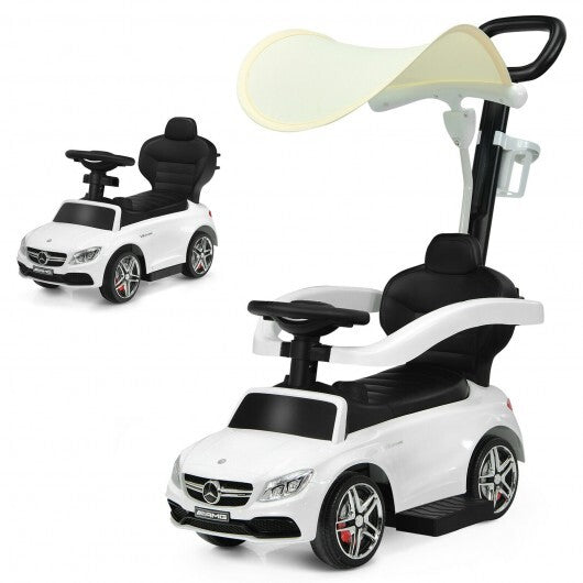 3-in-1 Mercedes Benz Ride-on Toddler Sliding Car-White - Color: White - Minihomy