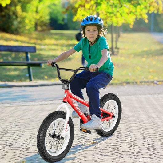 16 Inch Kids Bike Bicycle with Training Wheels for 5-8 Years Old Kids-Red - Color: Red - Minihomy