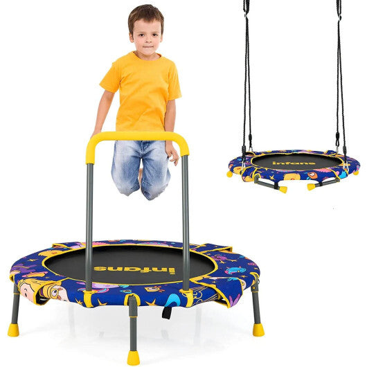 36 Inch Foldable Mini Trampoline for Kids with Adjustable Straps - Color: Multicolor - Minihomy