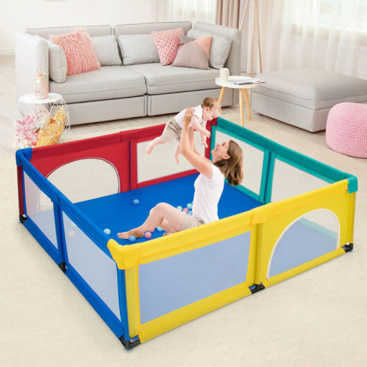 Large Infant Baby Playpen Safety Play Center Yard with 50 Ocean Balls-Color - Color: Multicolor