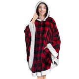 Flannel Double Pocket Soft Plush Cloak - Minihomy